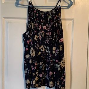 Blue sheer blouse with flowers